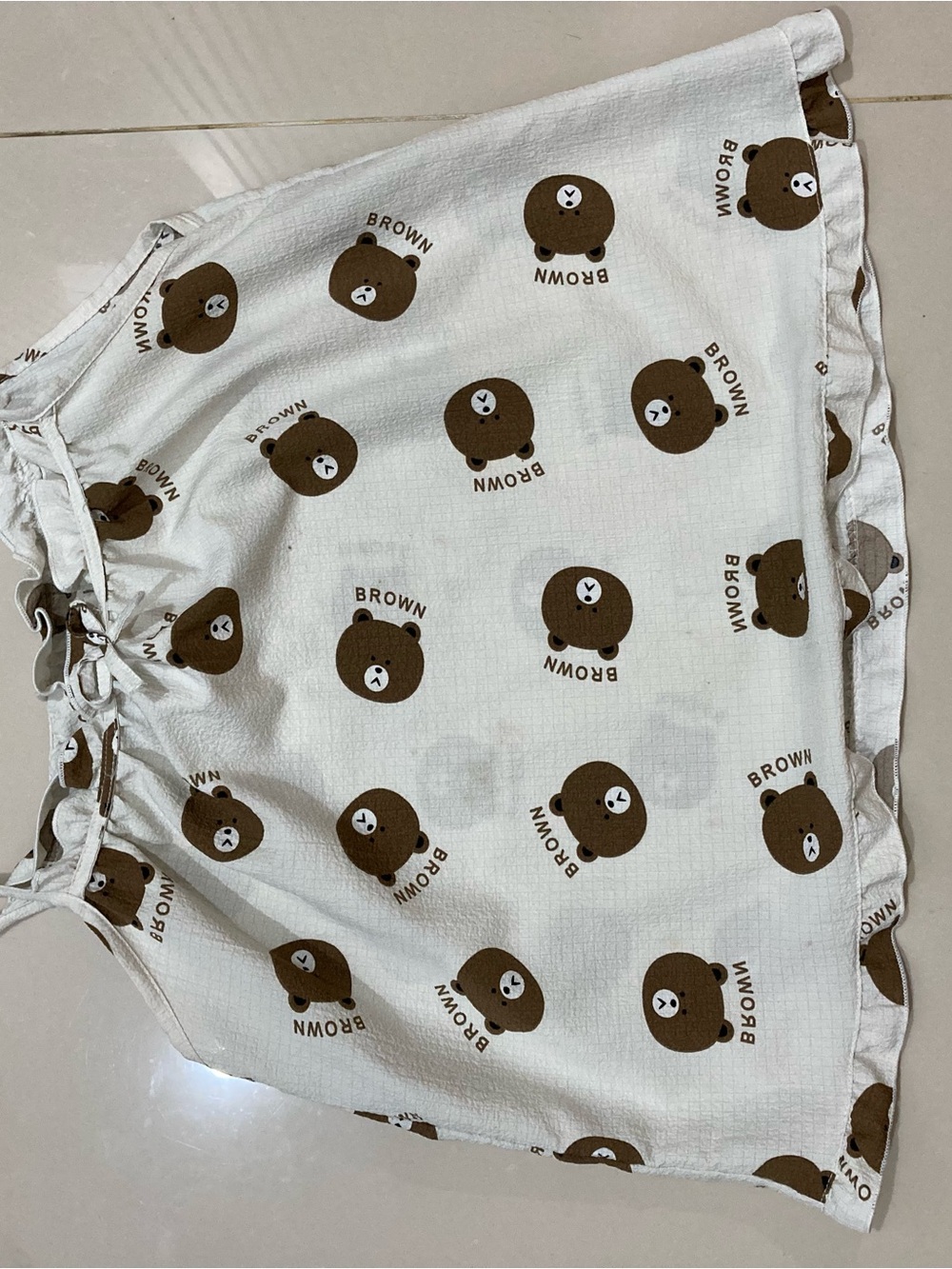 Women’s White Brown Bear Print Sleep Bralette - Brown